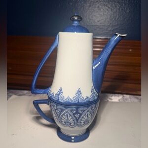 Vintage "Tile" pattern individual teapot and lidded cup set-The Bombay Company